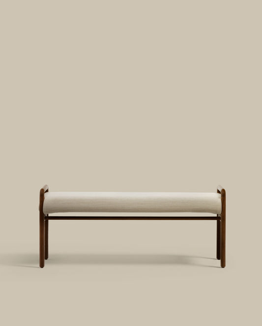 Panca Macaret sfoderabile legno massiccio di rovere finitura in noce 120 cm