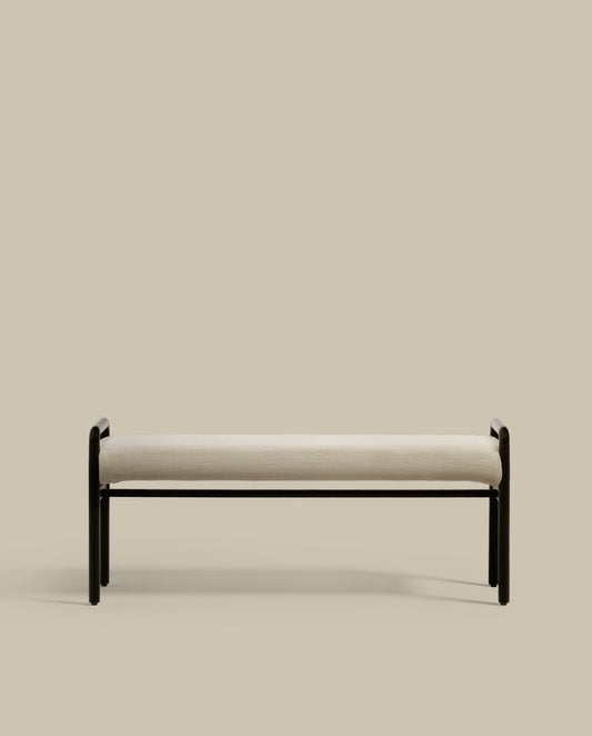 Panca Macaret sfoderabile legno massiccio di rovere finitura in nero 120 cm