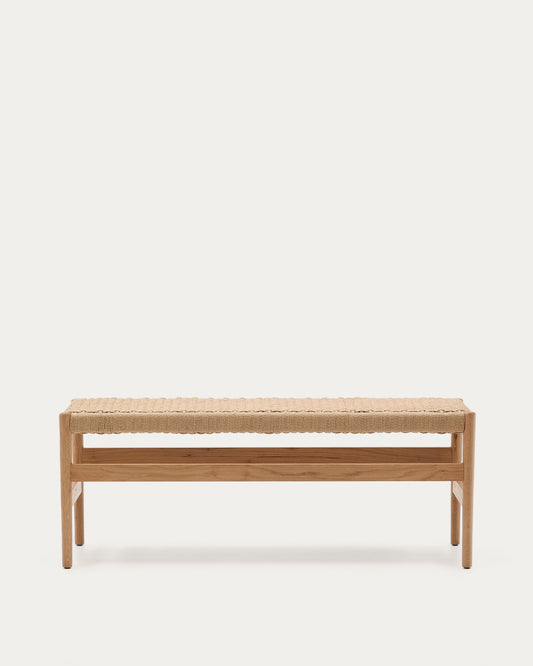 Panca Zaide in legno massiccio di rovere con finitura naturale e seduta in corda 120 cm