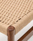 Panca Zaide in legno massiccio di rovere con finitura in noce e seduta in corda 120 cm