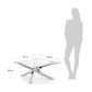 Tavolino Kamido 90 x 90 cm piano vetro gambe metallo