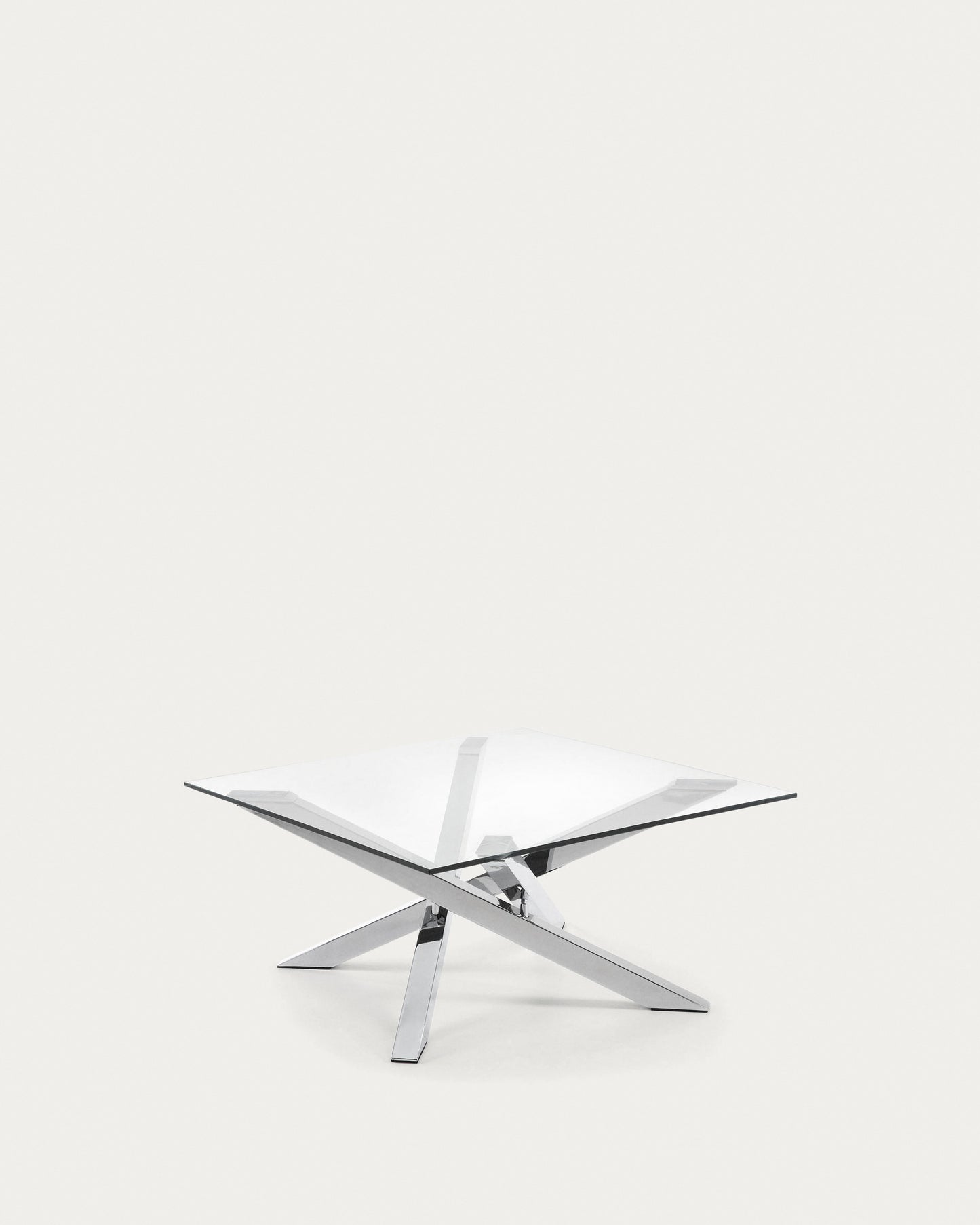 Tavolino Kamido 90 x 90 cm piano vetro gambe metallo