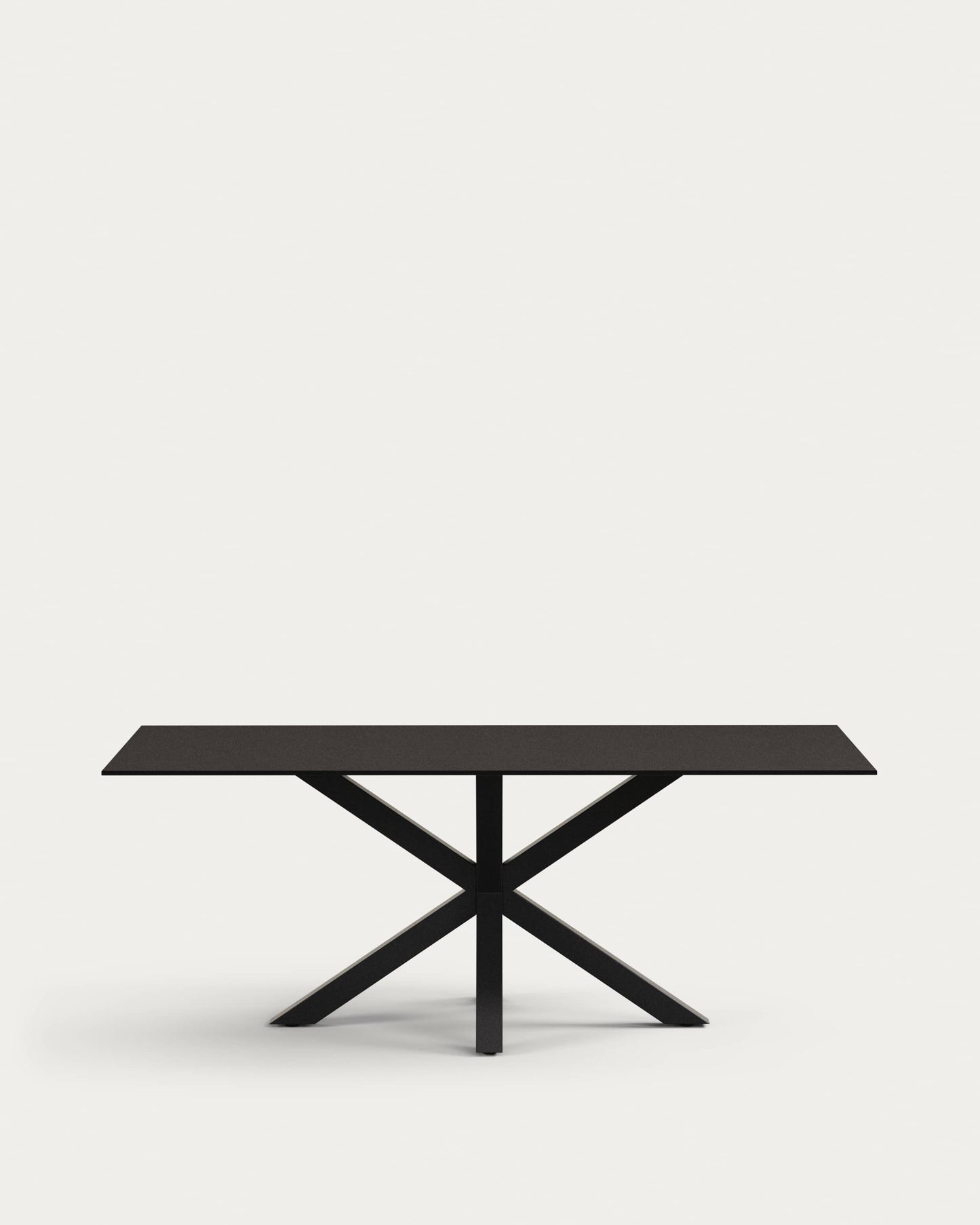 Tavolo Argo in vetro nero con gambe in acciaio finitura nera 200 x 100 cm