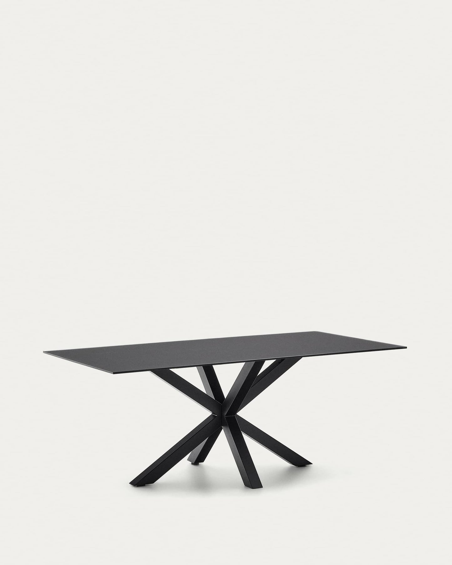 Tavolo Argo in vetro nero con gambe in acciaio finitura nera 200 x 100 cm