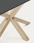 Tavolo Argo in vetro nero con gambe in acciaio finitura legno 200 x 100 cm