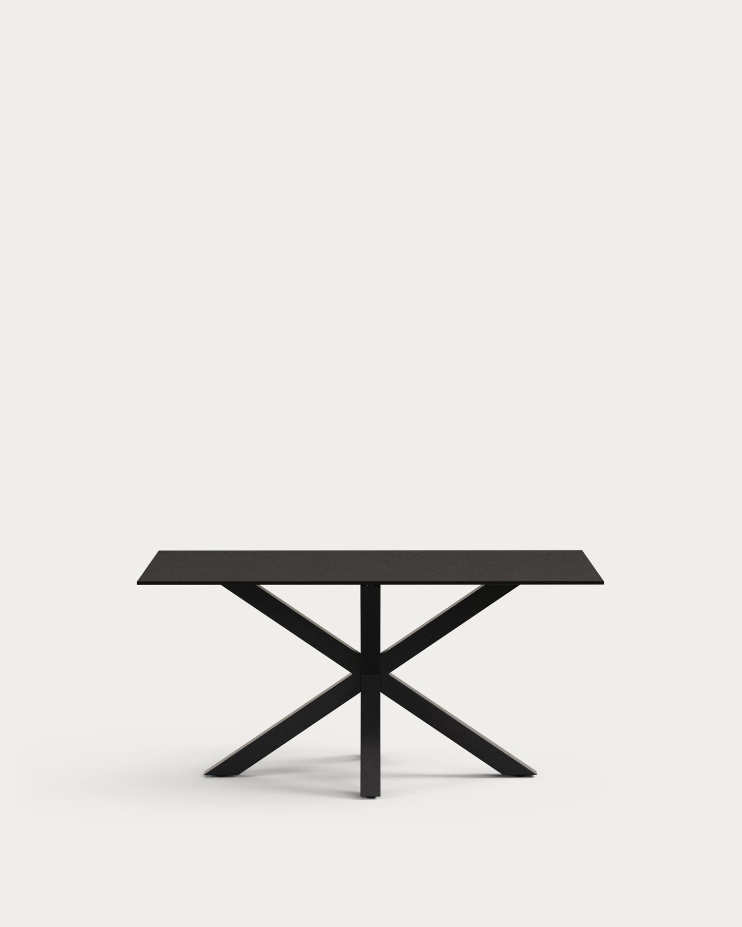 Tavolo Argo in vetro nero con gambe in acciaio finitura nera 160 x 90 cm