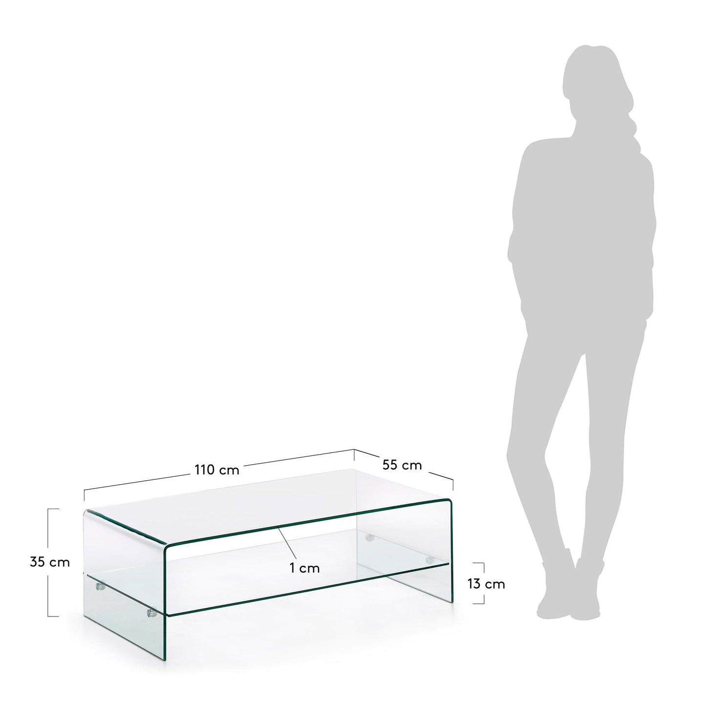 Tavolino in vetro Burano 110 x 55 cm
