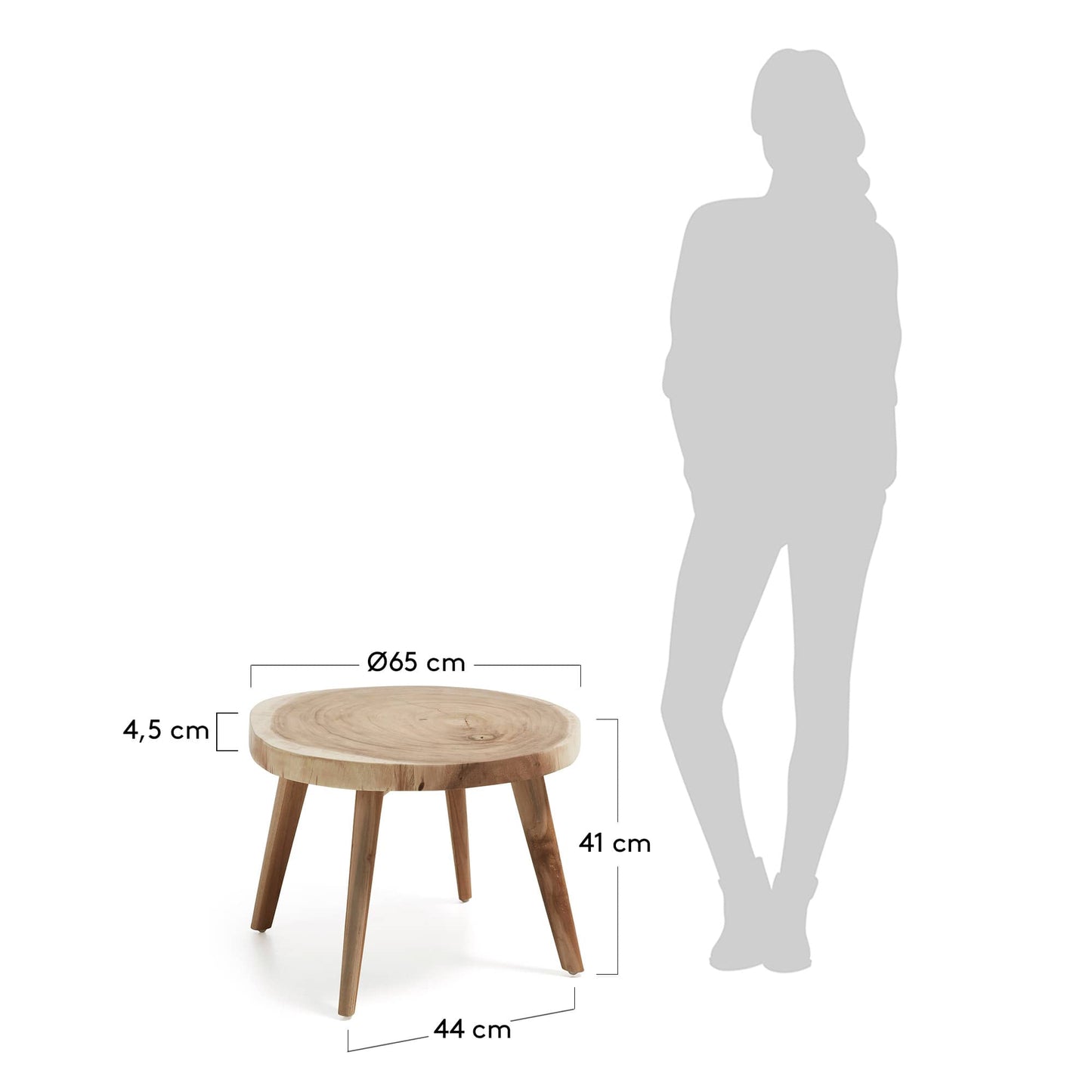 Tavolino Wellcres in legno massello di mungur Ø 65 cm