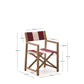 Sedia pieghevole da esterno Vilara a righe bordeaux e beige in legno massiccio di acacia