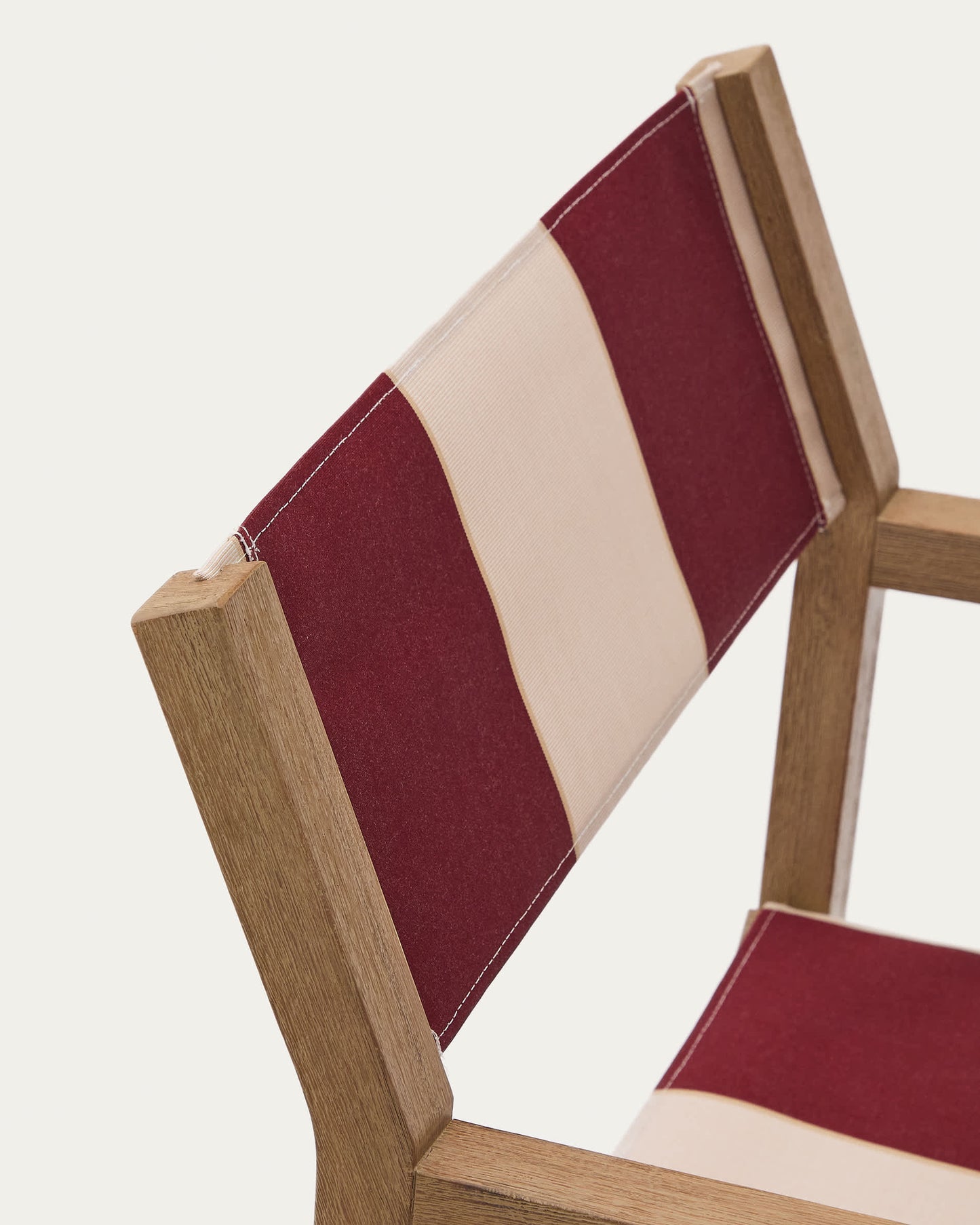 Sedia pieghevole da esterno Vilara a righe bordeaux e beige in legno massiccio di acacia
