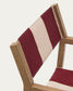 Sedia pieghevole da esterno Vilara a righe bordeaux e beige in legno massiccio di acacia