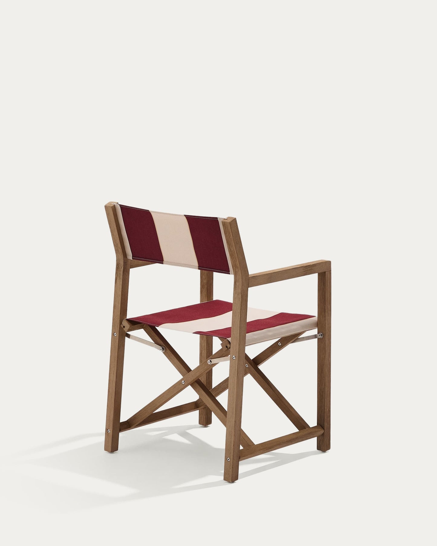 Sedia pieghevole da esterno Vilara a righe bordeaux e beige in legno massiccio di acacia