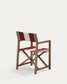 Sedia pieghevole da esterno Vilara a righe bordeaux e beige in legno massiccio di acacia