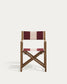 Sedia pieghevole da esterno Vilara a righe bordeaux e beige in legno massiccio di acacia
