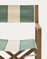 Sedia pieghevole da esterno Vilara a righe verdi e beige in legno massiccio di acacia