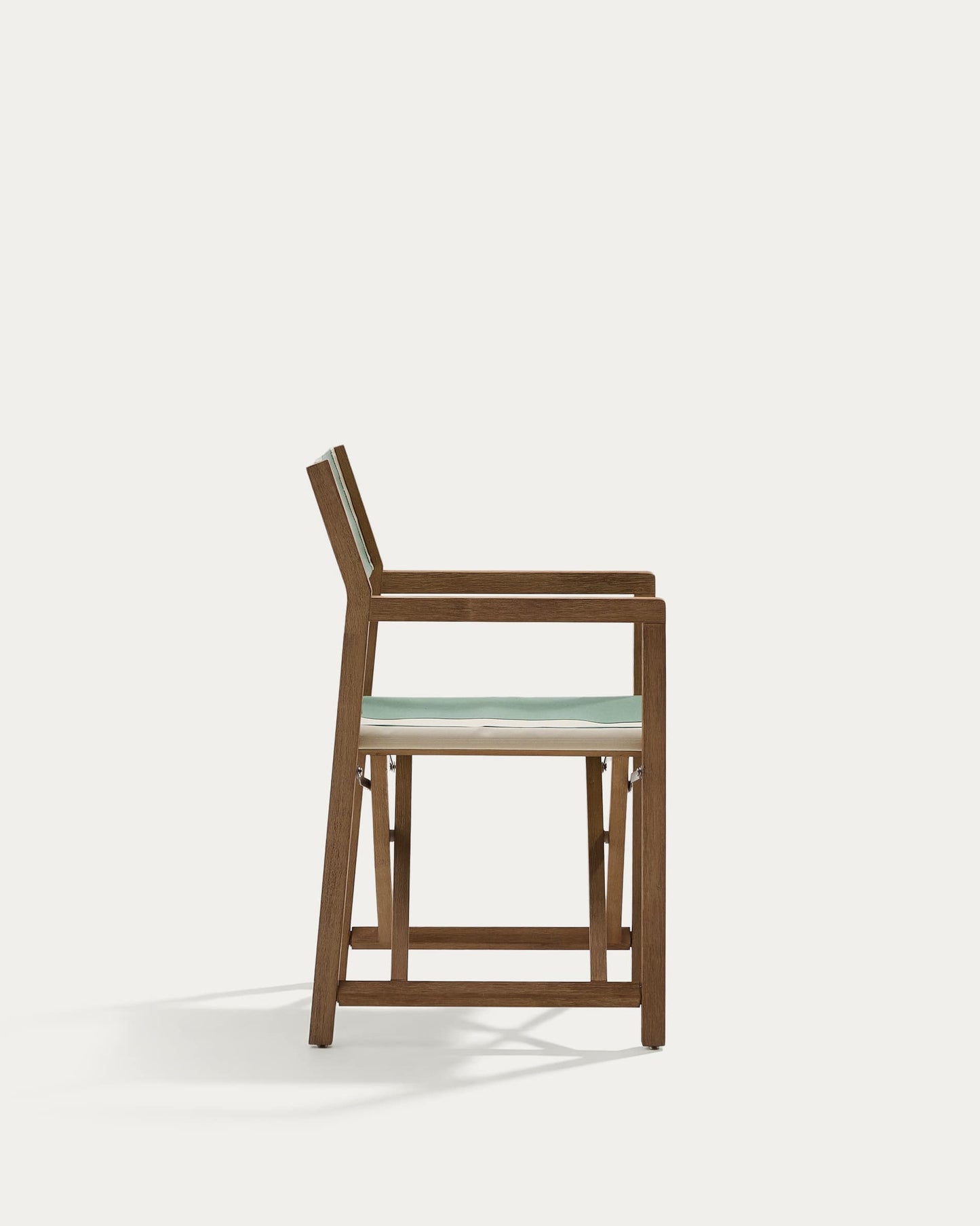 Sedia pieghevole da esterno Vilara a righe verdi e beige in legno massiccio di acacia