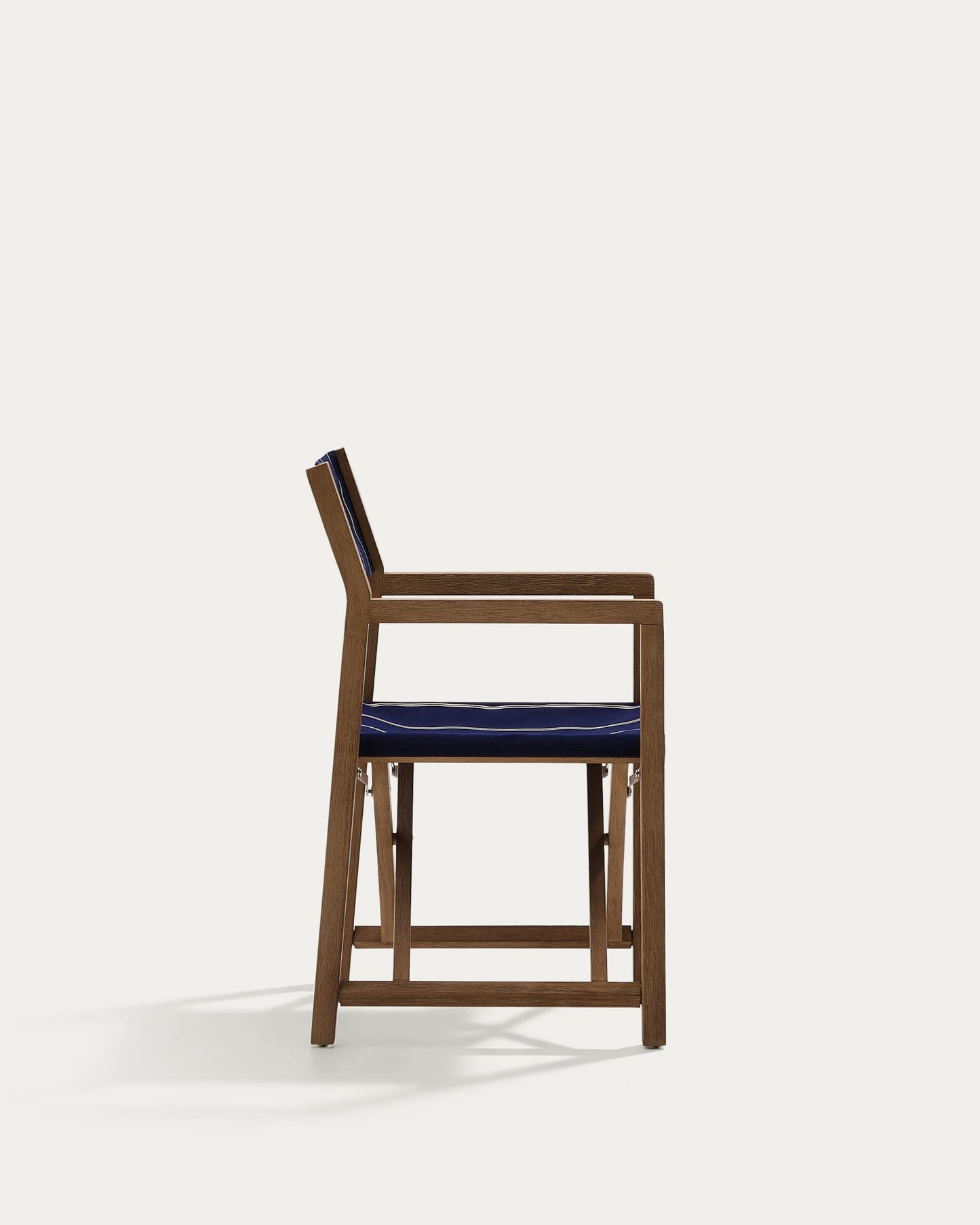 Sedia pieghevole da esterno Vilara a righe blu e beige in legno massiccio di acacia