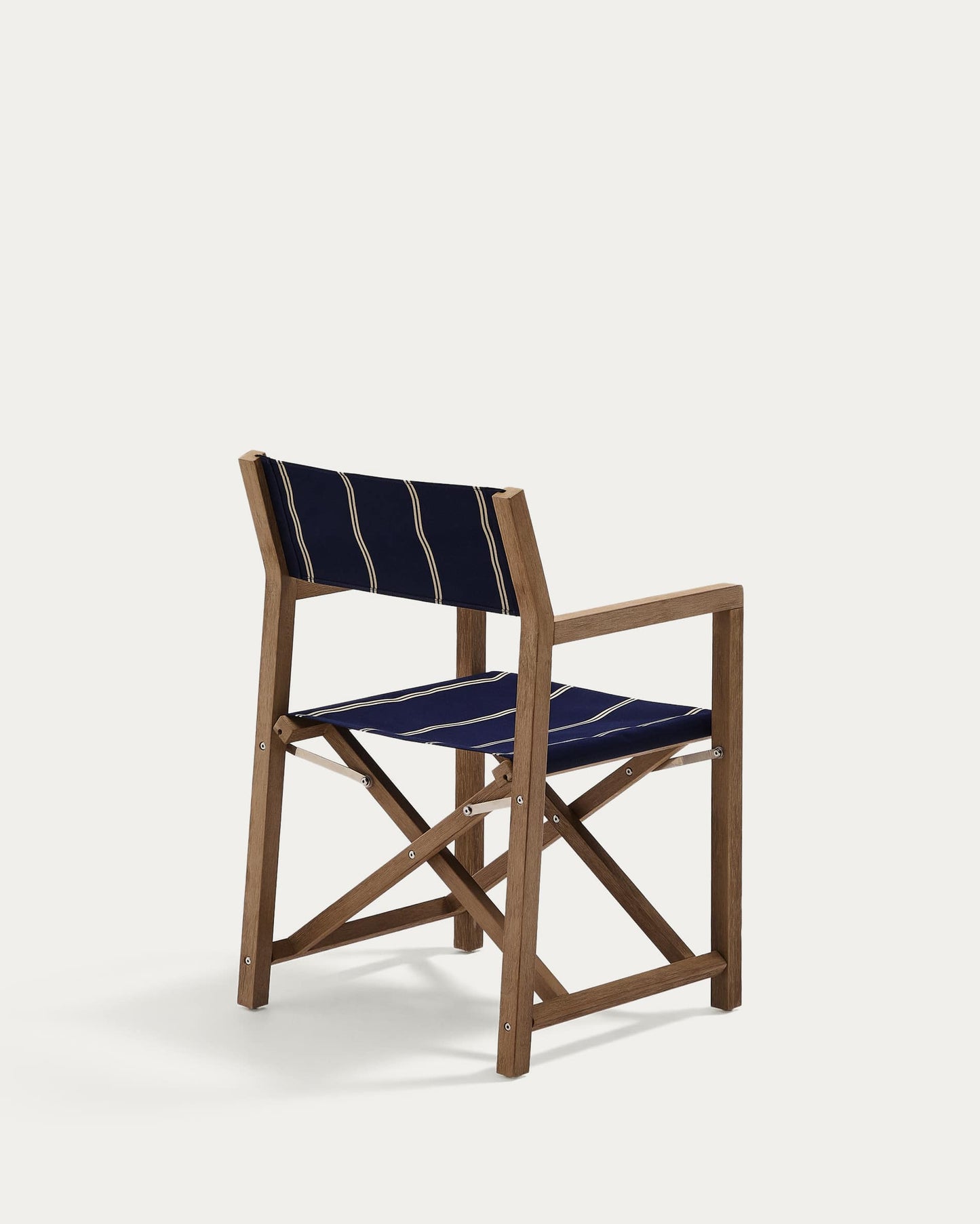 Sedia pieghevole da esterno Vilara a righe blu e beige in legno massiccio di acacia