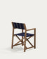 Sedia pieghevole da esterno Vilara a righe blu e beige in legno massiccio di acacia