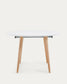 Tavolo rotondo allungabile Oqui MDF laccato bianco gambe massello di faggio 120(200)x120cm
