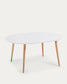 Tavolo rotondo allungabile Oqui MDF laccato bianco gambe massello di faggio 120(200)x120cm