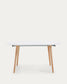 Tavolo rotondo allungabile Oqui MDF laccato bianco gambe massello di faggio 120(200)x120cm
