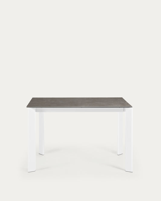 Tavolo allungabile Axis porcellanato Vulcano Ceniza bianco gambe acciaio 120 (180) cm