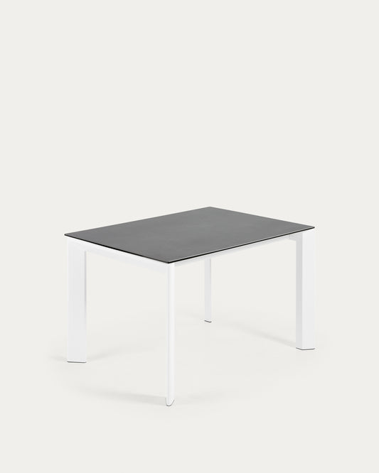 Tavolo allungabile Axis porcellanato Vulcano Roca gambe grigie acciaio bianche 120 (180)cm