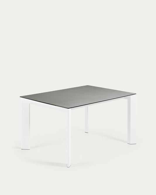 Tavolo allungabile Axis in porcellanato Hydra Lead e gambe acciaio bianco 140 (200) cm