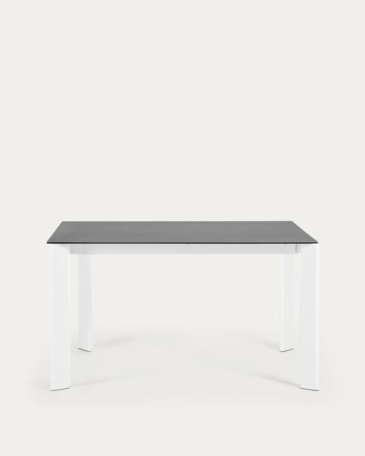 Tavolo allungabile Axis porcellanato Vulcano Roca gambe grigie acciaio bianche 140 (200)cm