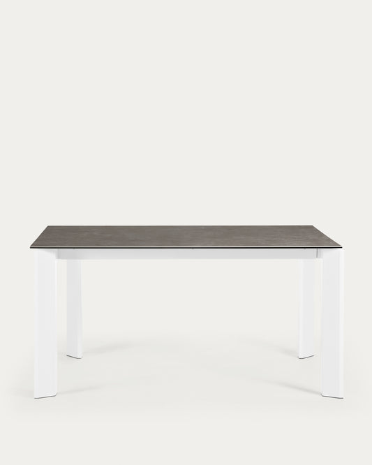Tavolo allungabile Axis porcellana Vulcano Ceniza e gambe acciaio bianco 160 (220) cm