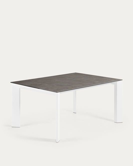 Tavolo allungabile Axis porcellana Vulcano Ceniza e gambe acciaio bianco 160 (220) cm