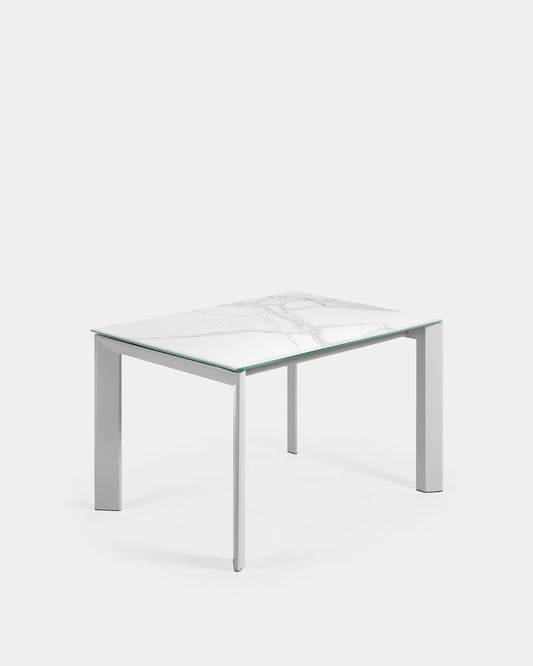 Tavolo allungabile Axis in porcellanato Kalos Bianco e gambe bianche 120 (180) cm