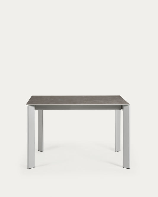 Tavolo allungabile Axis porcellanato Vulcano Ceniza e gambe in acciaio grigio 120 (180) cm