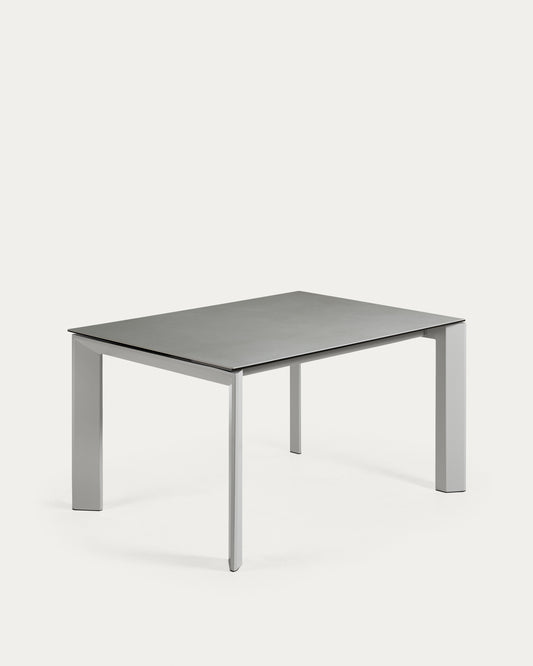 Tavolo allungabile Axis in porcellanato Hydra Lead e gambe acciaio grigio 140 (200) cm