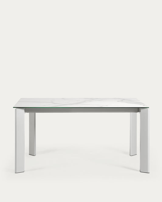 Tavolo allungabile Axis in porcellanato Kalos Bianco e gambe grigie 160 (220) cm