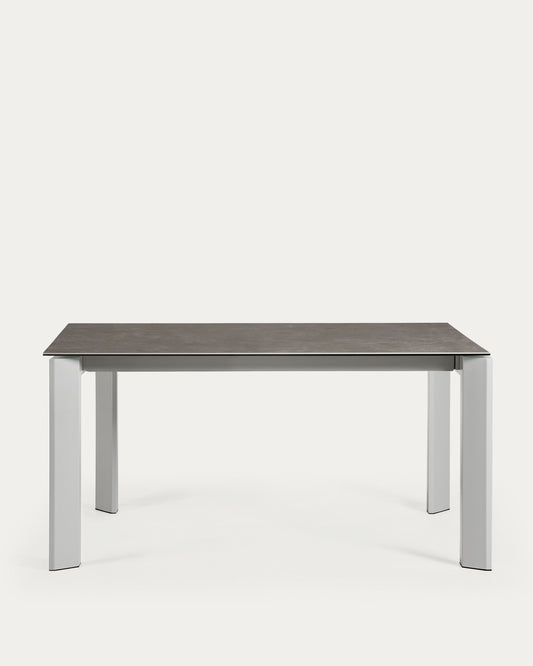 Tavolo allungabile Axis porcellana Vulcano Ceniza e gambe in acciaio grigio 160 (220) cm