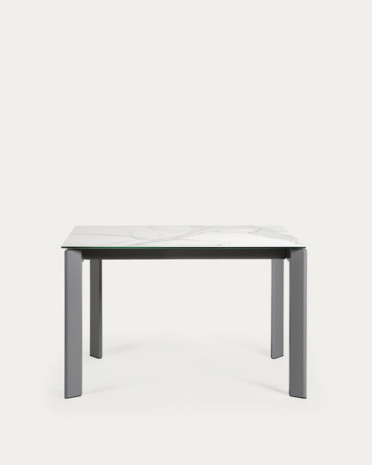 Tavolo allungabile Axis porcellanato Kalos Blanco finitura grigio scuro con gambe 120 (180) cm