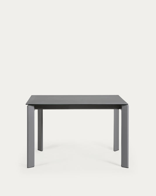 Tavolo allungabile Axis porcellanato Vulcano Roca grigio scuro con gambe acciaio 120 (180) cm