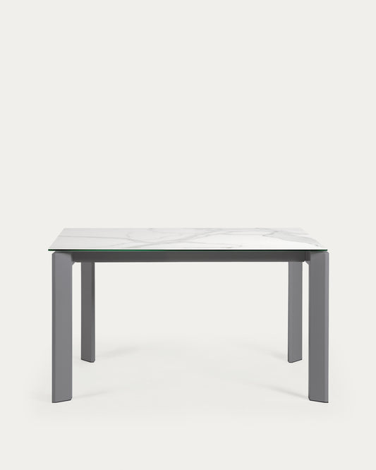 Tavolo allungabile Axis porcellanato Kalos Blanco finitura grigio scuro con gambe 140 (200) cm