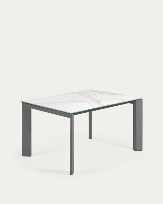 Tavolo allungabile Axis porcellanato Kalos Blanco finitura grigio scuro con gambe 140 (200) cm
