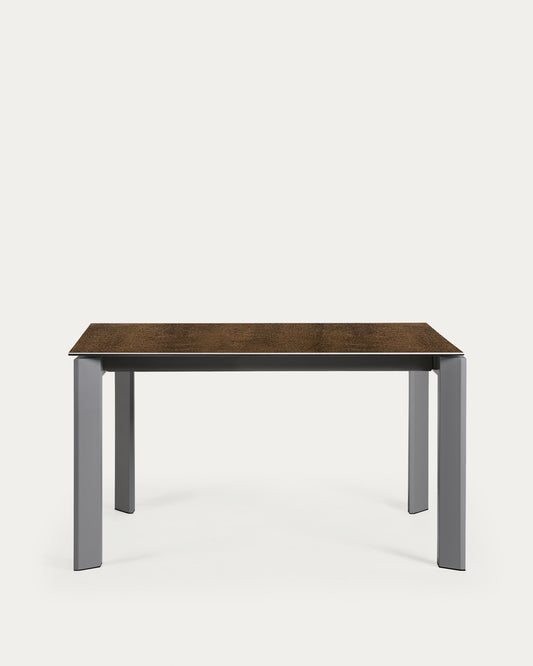 Tavolo allungabile Axis porcellanato Iron Corten e gambe in acciaio grigio scuro 140 (200) cm