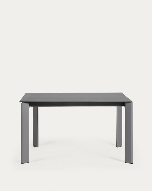 Tavolo Axis in porcellanato Vulcano Roca con gambe in acciaio grigio scuro 140 (200) cm