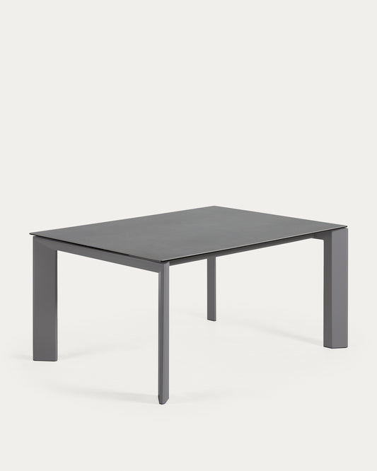 Tavolo allungabile Axis in porcellanato Vulcano Roca con gambe grigio scuro 160 (220) cm