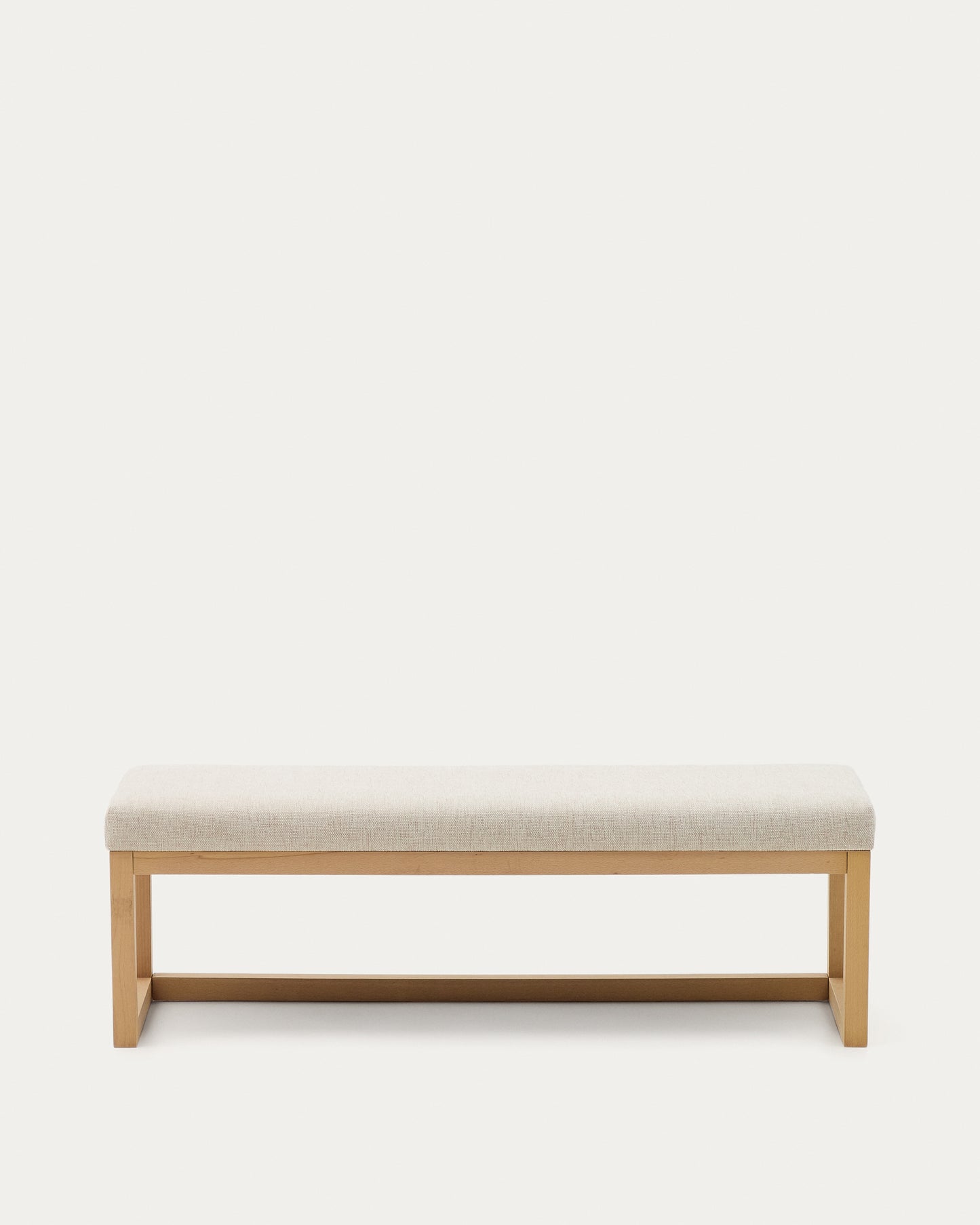 Panca Loya in ciniglia beige e legno di faggio 128 cm
