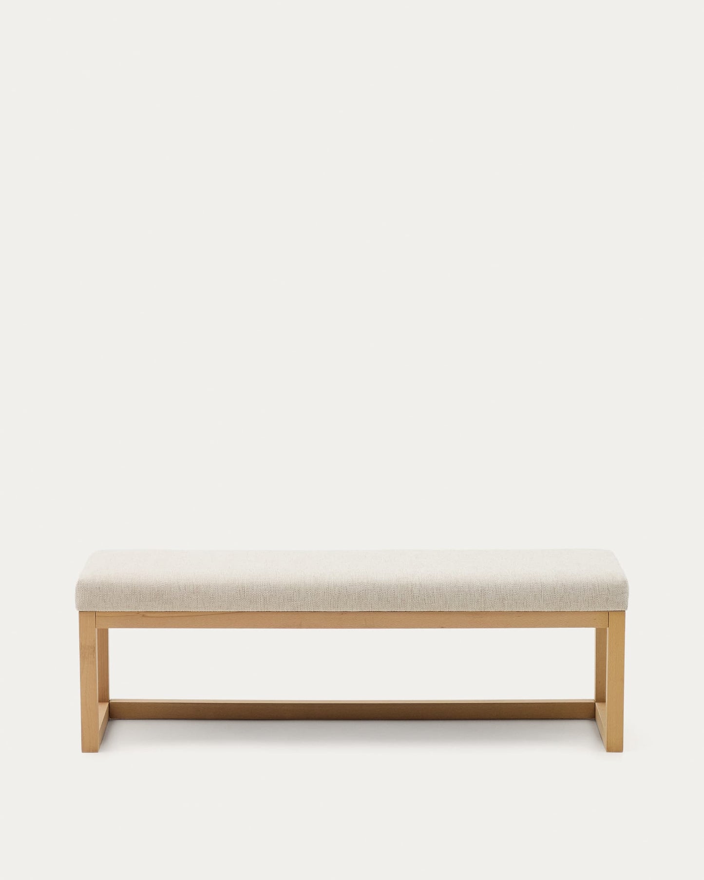 Panca Loya in ciniglia beige e legno di faggio 128 cm