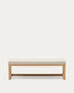 Panca Loya in ciniglia beige e legno di faggio 128 cm