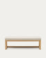 Panca Loya in ciniglia beige e legno di faggio 128 cm