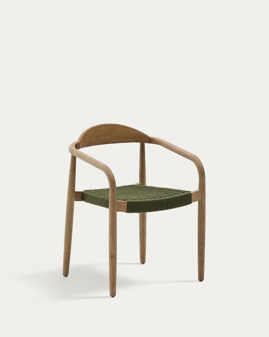 Sedia Nina in legno massiccio di acacia e corda verde