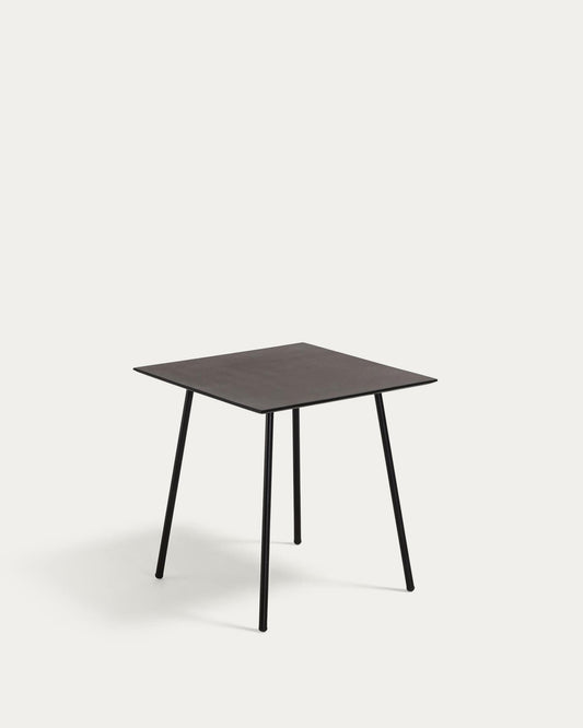 Tavolino Mathis in fibra di cemento con gambe in acciaio finitura nera 75 x 75 cm
